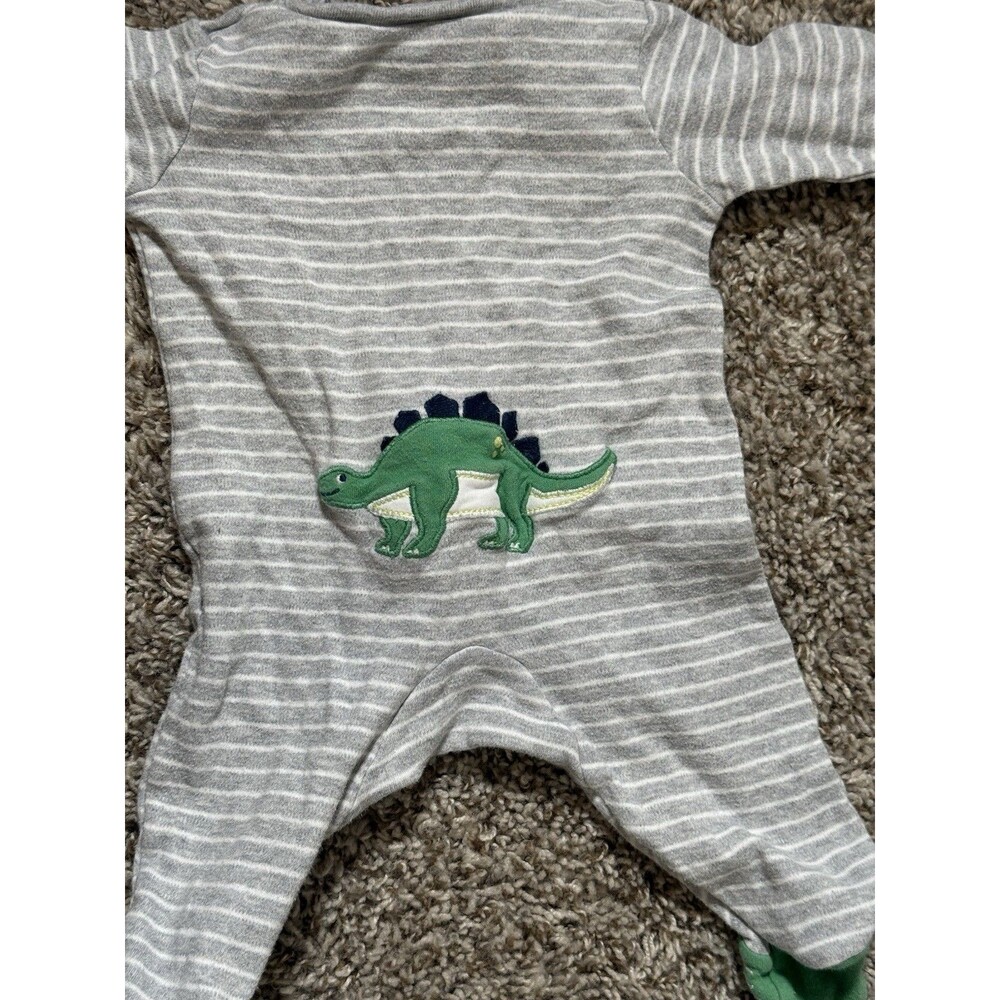 Carter's Dinosaur Sleep & Play Baby Bodysuit Gray Zip Pajama 3M - Picture 8 of 15